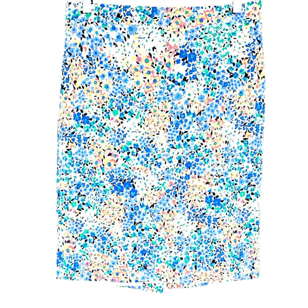 J. CREW Skirt  SIZE 4 White Multi Ditsy Floral  NWOT Cotton Lined Pull On